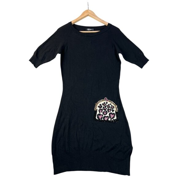 VDP Via Delle Perle Wool Dress Embellished Zwarov Elements Quiet Luxury Sz 44 - Picture 2 of 16